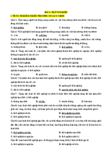 Trắc nghiệm Bài 4 Kinh tế pháp luật 11 Đúng-Sai, Trả lời ngắn: Thất nghiệp