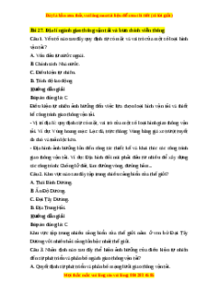 Trắc nghiệm Bài 27: Địa lí giao thông vận tải và bưu chính viễn thông Địa lí 10 Cánh diều