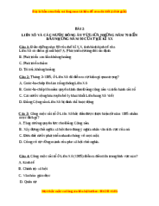 Trắc nghiệm Bài 2: Liên Xô và các nước Đông Âu từ giữa những năm 70 đến đầu những năm 90 của TK XX Lịch sử 12