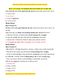 Bộ Trắc nghiệm Lịch sử 8 Chân trời sáng tạo (cả năm) có đáp án