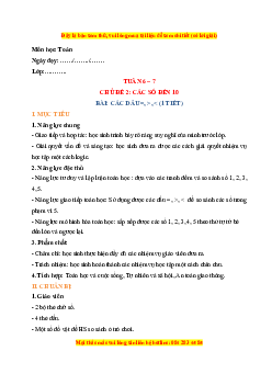 Giáo án Các dấu <, >, = Toán lớp 1 Chân trời sáng tạo