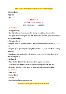 Giáo án Các dấu <, >, = Toán lớp 1 Chân trời sáng tạo