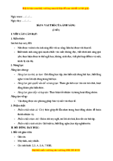 Giáo án Bài 9 Khoa học lớp 4 (Kết nối tri thức): Vai trò của ánh sáng