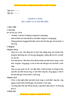 Giáo án Sóng và sự truyền sóng Vật lí 11 Chân trời sáng tạo
