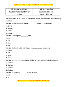 Đề thi tuyển sinh vào lớp 6 môn Tiếng Anh trường THCS Nguyễn Tất Thành năm 2021