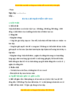 Giáo án Giới thiệu tiền Việt Nam Toán lớp 2 Kết nối tri thức