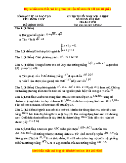 Đề thi vào 10 môn Toán tỉnh Đồng Tháp năm 2020