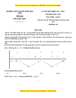 Đề thi thử Toán trường Chuyên Quốc Học  năm 2021