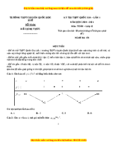 Đề thi thử Toán trường Chuyên Quốc Học  năm 2021