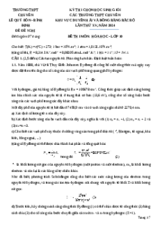 Đề thi HSG Hóa học 10 Trường THPT Chuyên Lê Quý Đôn - Bình Định