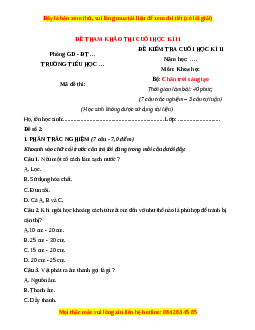 Đề thi cuối kì 2 Khoa học lớp 4 Chân trời sáng tạo (Đề 2)