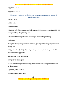 Giáo án An toàn và giữ vệ sinh khi tham gia các hoạt động ở trường TNXH lớp 2 Chân trời sáng tạo