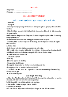 Giáo án Ngữ văn 7 Học kì 1 Kết nối tri thức