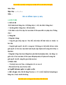 Giáo án Bảng chia 2 Toán lớp 2 Kết nối tri thức