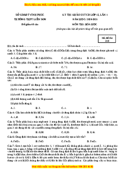 Đề thi thử Hóa Học trường Liễn Sơn năm 2021