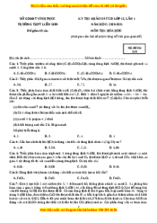 Đề thi thử Hóa Học trường Liễn Sơn năm 2021