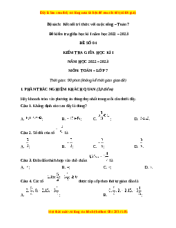 Đề thi giữa kì 1 Toán 7  Kết nối tri thức có đáp án (Đề 5)
