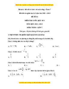 Đề thi giữa kì 1 Toán 7  Kết nối tri thức có đáp án (Đề 5)
