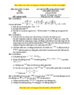Đề thi vào 10 môn Toán tỉnh Hà Nội năm 2020