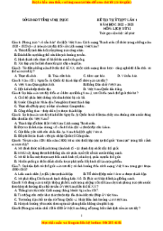 Đề thi thử Lịch sử Sở Vĩnh Phúc lần 1 năm 2023