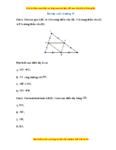 Bài tập trắc nghiệm tổng hợp Chương 4 Toán 10 Kết nối tri thức