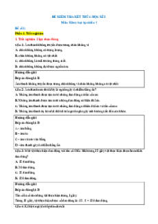 Bộ 6 đề thi cuối kì 1 KHTN 7 Cánh diều Cấu trúc mới