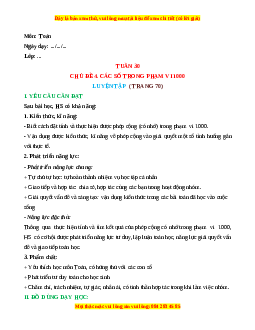 Giáo án Luyện tập (Trang 70) Toán lớp 2 Cánh diều