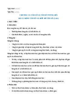 Giáo án Bảng tần số và biểu đồ tần số Toán 9 Kết nối tri thức