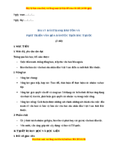 Giáo án Bài 17 Lịch sử 6 Chân trời sáng tạo (2024): Đấu tranh bảo tồn và phát triển văn hóa dân tộc thời kì Bắc thuộc