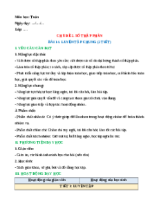 Giáo án Bài 14: Luyện tập chung Toán lớp 5 Kết nối tri thức