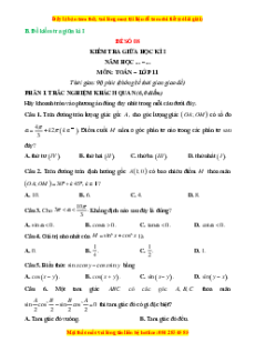 Đề thi giữa kì 1 Toán 11 Chân trời sáng tạo (đề 8)