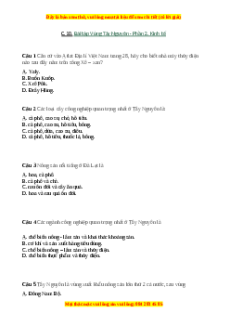 Trắc nghiệm Bài 28 Địa lí 9: Vùng Tây Nguyên