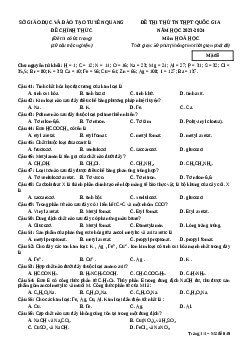 Đề thi thử tốt nghiệp Hóa học Sở GD&ĐT Tuyên Quang lần 1 năm 2024