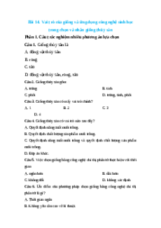 Trắc nghiệm Bài 14: Công nghệ sinh học trong chọn và nhân giống thủy sản Công nghệ 12 Lâm nghiệp-Thủy sản Cánh diều