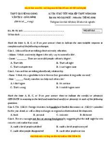 Đề thi thử tốt nghiệp Tiếng Anh trường THPT Chuyên Hoàng Văn Thụ - Hòa Bình năm 2024