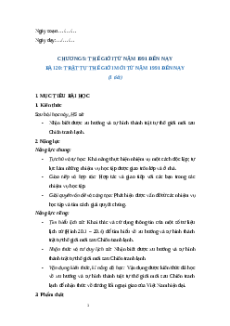 Giáo án Bài 20 Lịch sử 9 Chân trời sáng tạo: Trật tự thế giới mới từ năm 1991 đến nay