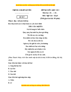 Đề thi giữa kì 1 Ngữ văn 6 Chân trời sáng tạo (đề 7)