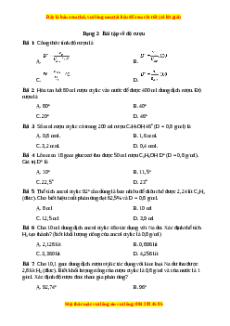 Trắc nghiệm Bài tập về độ rượu Hóa học 9