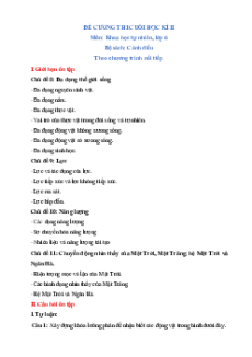 Đề cương Cuối kì 2 KHTN 6 Cánh diều (nối tiếp)