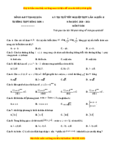 Đề thi thử Toán trường Đông Sơn 1 năm 2021
