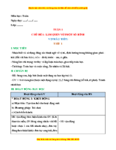 Giáo án Toán lớp 1 Học kì 1 Chân trời sáng tạo