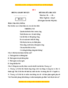 Đề thi giữa kì 1 Ngữ văn 8 Kết nối tri thức (đề 1)