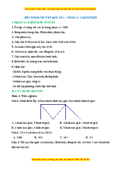 Đề cương ôn tập Học kì 1 Toán lớp 3 Chân trời sáng tạo