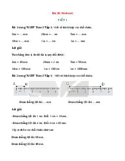 VBT Toán lớp 3 Bài 30 (Kết nối tri thức): Mi-li-mét