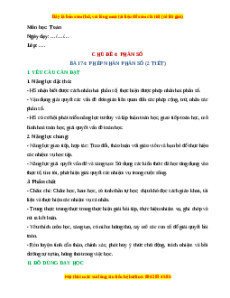 Giáo án Phép nhân phân số Toán lớp 4 Chân trời sáng tạo