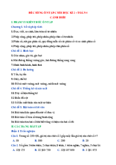 Đề cương ôn tập Cuối học kì 2 Toán lớp 4 Cánh diều