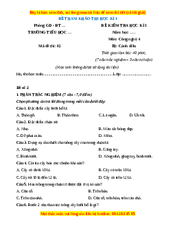 Đề thi cuối kì 1 Công nghệ lớp 4 Cánh diều (Đề 3)