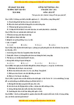 Đề thi thử Lịch Sử trường Chuyên Thái Bình lần 1 năm 2021
