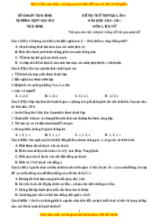 Đề thi thử Lịch Sử trường Chuyên Thái Bình lần 1 năm 2021