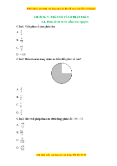 Trắc nghiệm Phân số với tử và mẫu là số nguyên Toán 6 Cánh diều